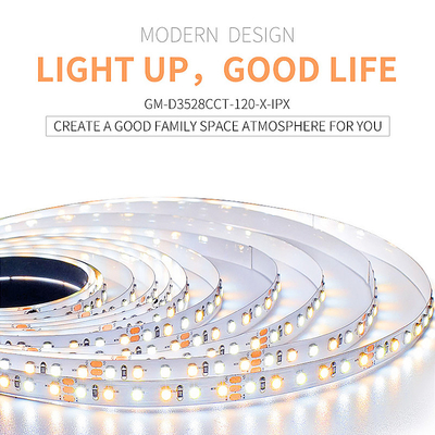 Fleksibel SMD 3528 LED Strip Light Tegangan Rendah Dua Warna 120LED Bersertifikat UL