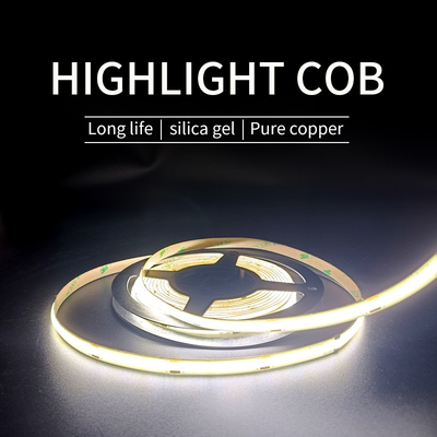 Garis Fleksibel COB LED Strip Light Outdoor Tegangan Rendah Ultra Sempit