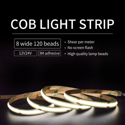 Tegangan Rendah 4500k Cob Led Strip Light Ultra Sempit Fleksibel 12v 24v Ra90