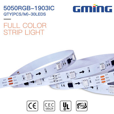 Lampu Strip LED SMD 12V / 24V 30les / M 6W 5050RGB UCS1903-8