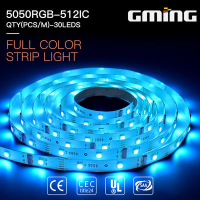 6W UCS DMX512-16 463nm SMD 5050 Lampu Strip LED 30 leds / M.